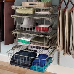 ClosetMaid 27 in. H x 21 in. W Nickel Steel 4-Drawer Wide Mesh Wire Basket