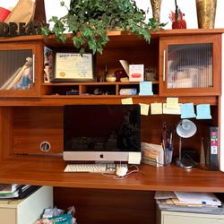 Wooden Desk With Hutch & Book Case W/ Free Office Chair    Case 