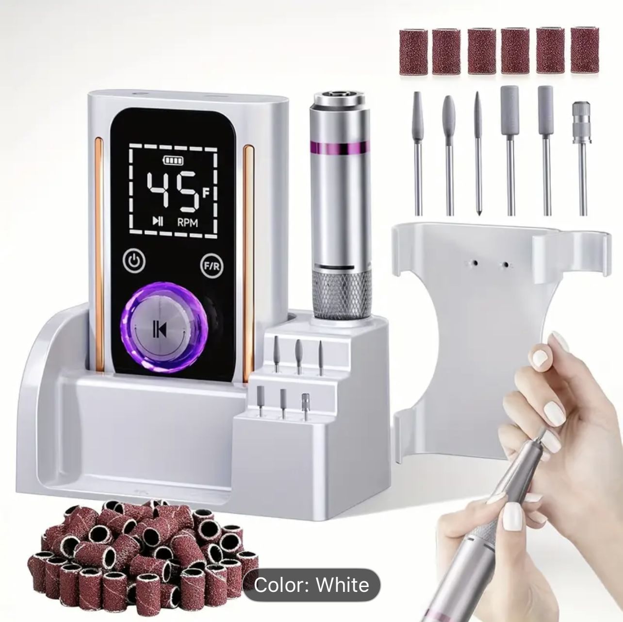 Nail Drill, Portable Electric Nail File 45000RPM, Rechargeable