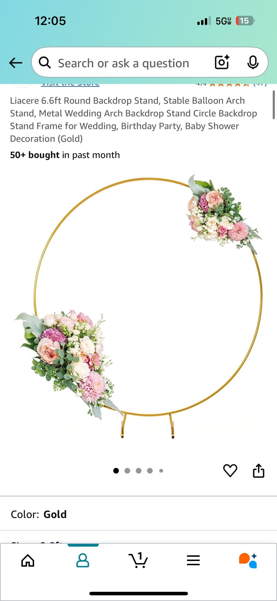 6.6 FT Round Backdrop Stand Gold For Parties Balloons Backdrops