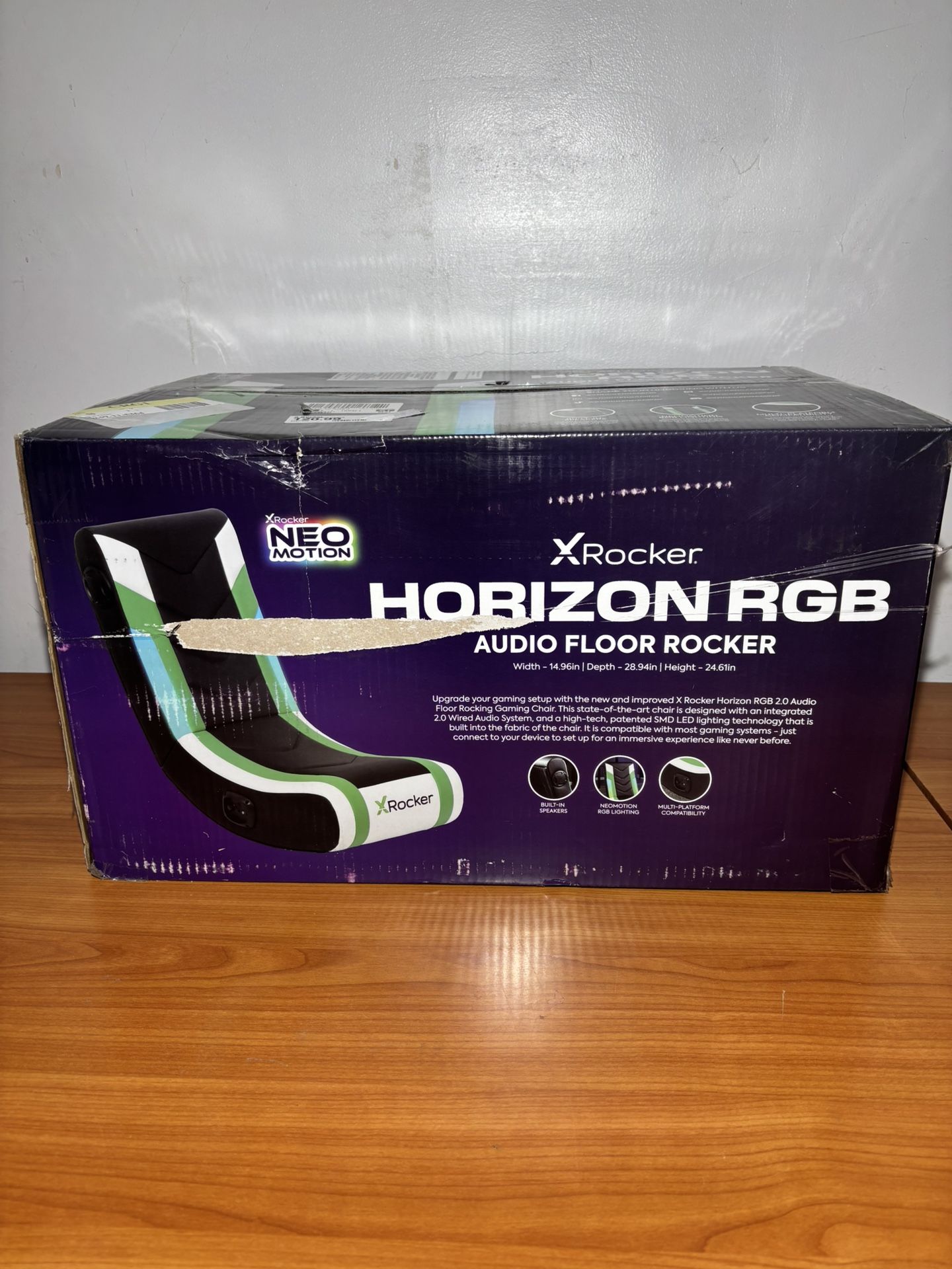 X Rocker Horizon RGB Lighting 2.0 Wired Floor Rocker Gaming Chair with Built in Speakers