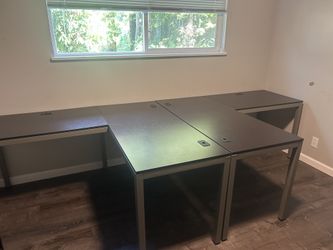 Matching Espresso L-Shaped Desks
