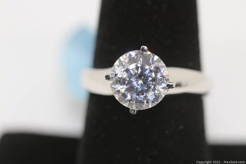 Solitaire simulant engagement ring, 3.4 ctw, sz 7