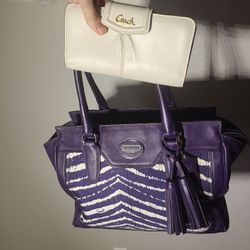 Coach Purse Purple Legacy Zebra With Wallet