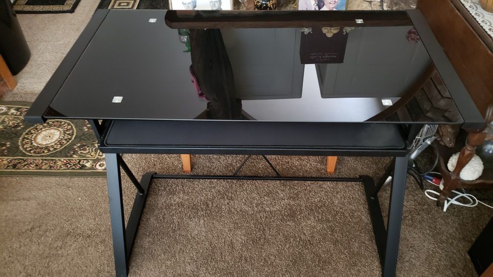 Black Tempered Glass Computer Desk, 38x30x20 big and spacious!