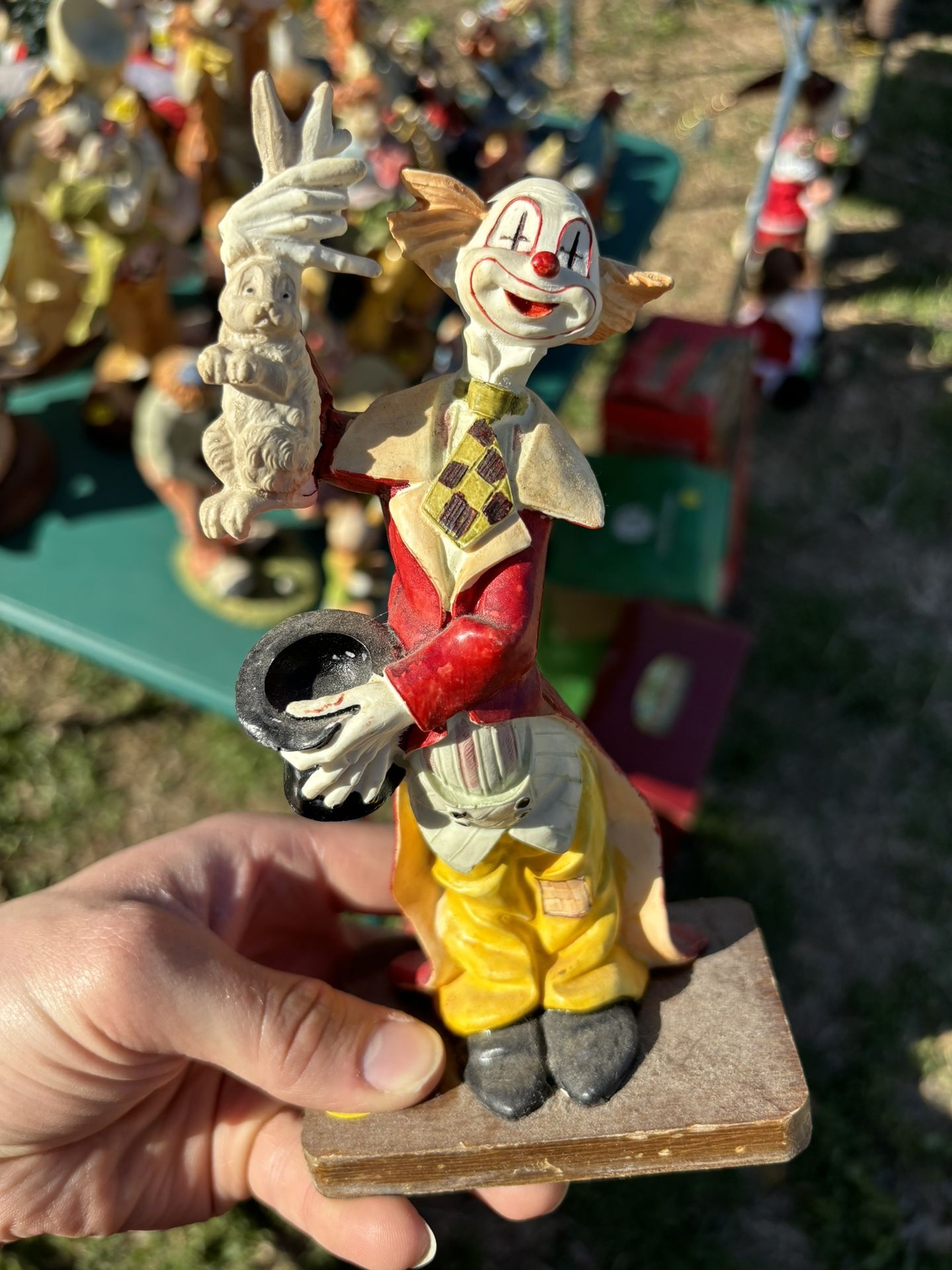 Collectors Glass Clown With Bunny 