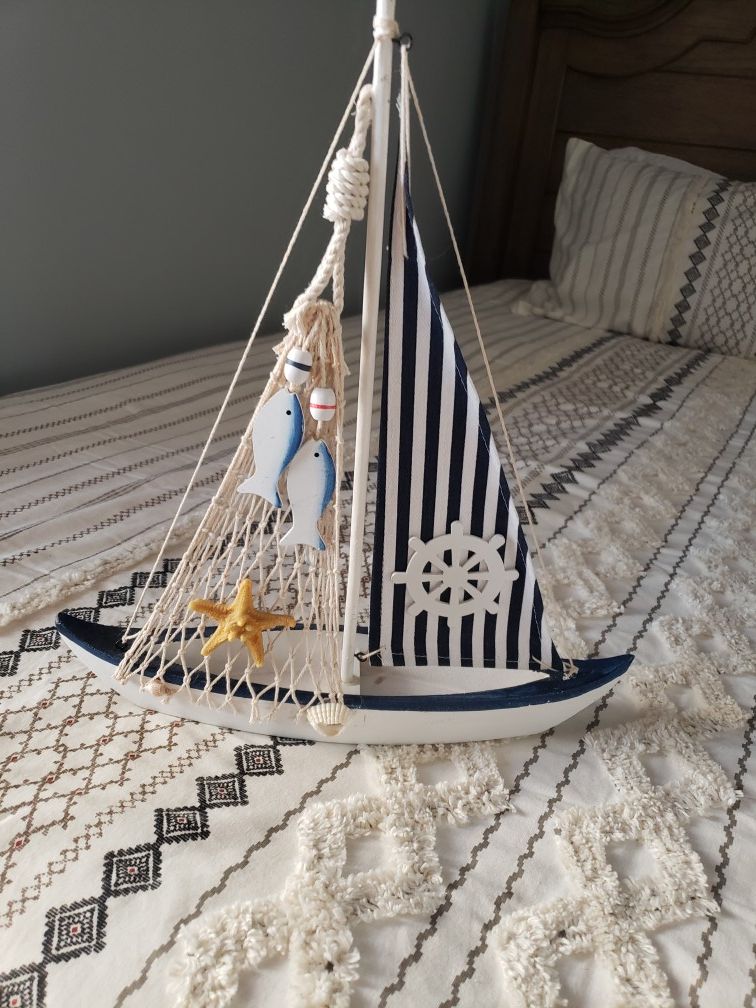 Juvale Sailboat Wooden Sailing Boat