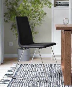 Set of 4 Ikea LILLÅNÄS Dining Chairs - Black Faux Leather