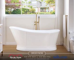 Create a bright and timeless bathroom with the 66 inch freestanding bathtub by Wellfor. re
