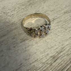 10k gold nugget ring with white gold