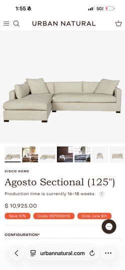 Agosto L shaped couch