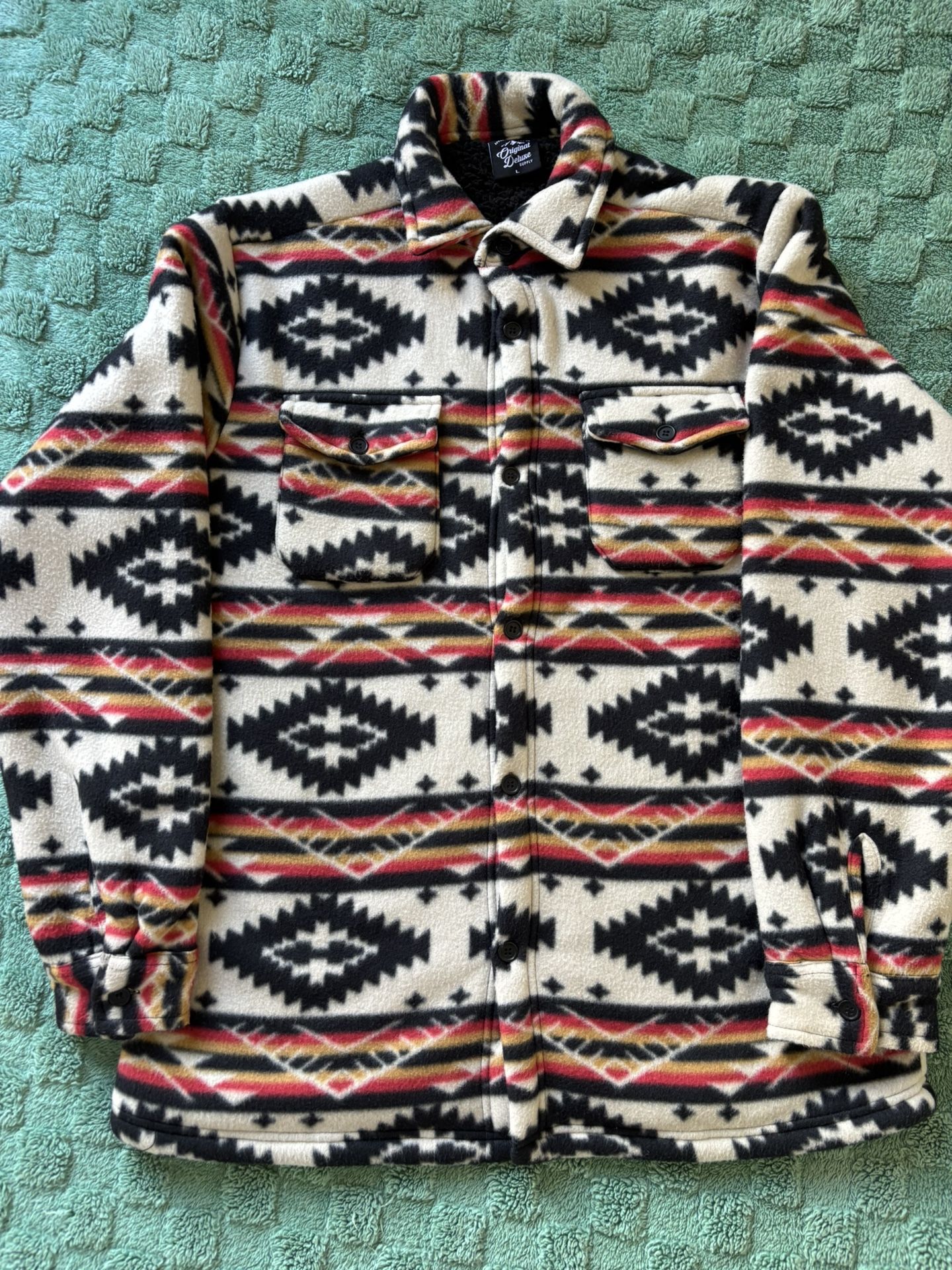 Original Deluxe Southwest Fleece Jacket Tribal Pattern Fleece Jacket