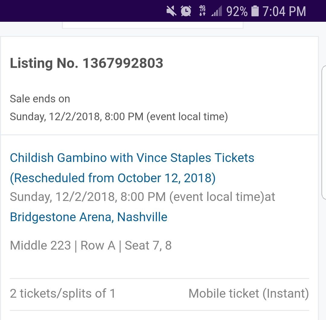 2 Childish Gambino tickets