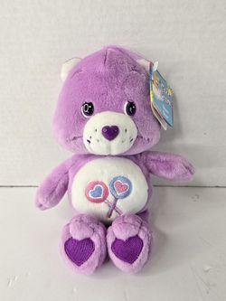 Share Bear Care Bears Play Along 8" Plush Purple Lollipops 2002 New Vintage 