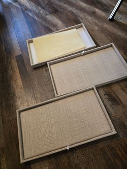 3 Burlap Wrapped Stackable Jewelry Display Trays