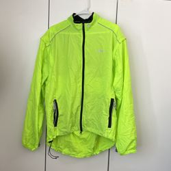 Canari Men’s Windbreaker Jacket Full Zip Cycling  Neon Removable Sleeves Size M 
