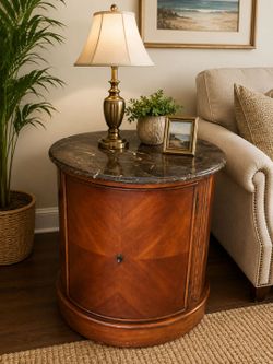 Stanley Furniture Round Marble-Top Accent / End Table