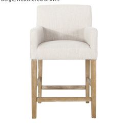 Christopher Knight Home Armga Upholstered 26 inch Counter Stool - Beige/Weathered Brown