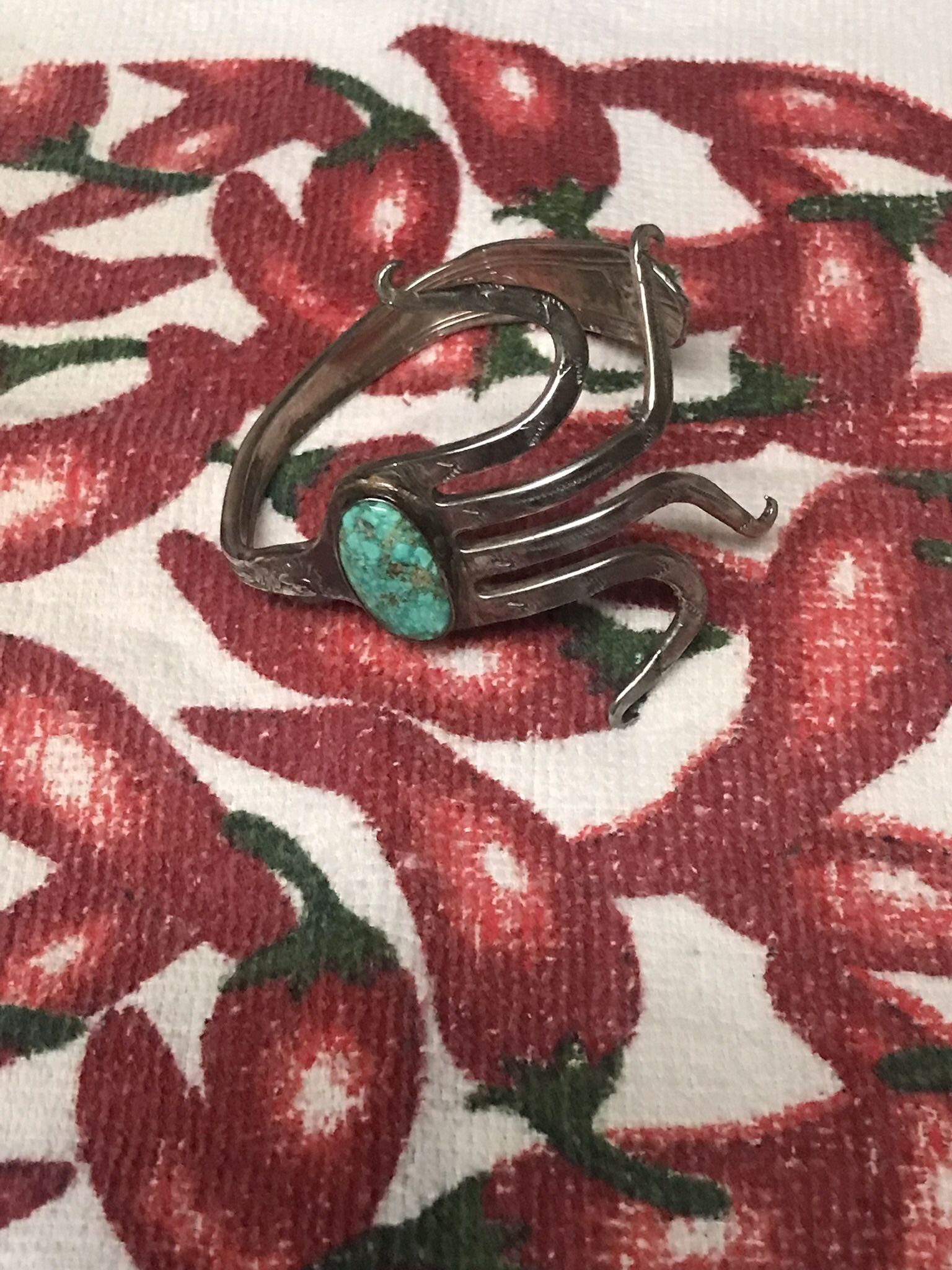 State House Sterling Silver Fork With Turquoise Stone Bracelet