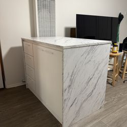 Wayfair Faux Marble Kitchen Island + Free Stools