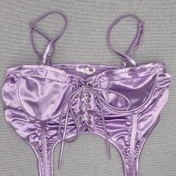 💜✨ Lilac Satin Corset Crop Top ✨💜