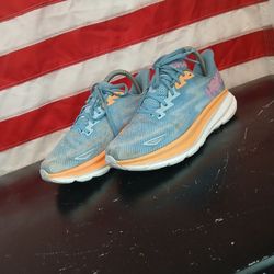 Hoka One One Clifton 9 1127896 ABIW Blue Running Shoes Sneakers Womens Size 9 B