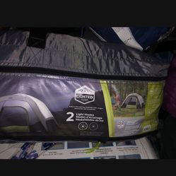 Almost New Core 6 Person Tent Lighted Dome H2O Blue Clean Water Resistant Fabric Fits 2queen Size Air Mattress Looks New Complete 