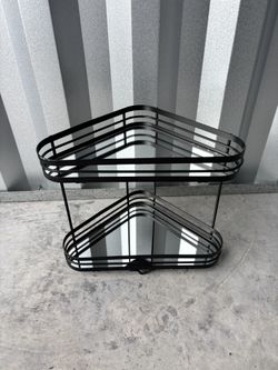 2-Tiered Metal Shelf (Black) Organizer: