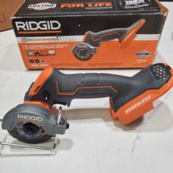 RIDGID18V SubCompact Brushless Cordless 3 in. Multi-Material Saw (Tool Only) with (3) Cutting Wheels