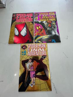 SPIDER-MAN:THE FINAL ADVENTURE 1,3,4 Issue Mini Series FOIL COVERS. Only Missing #2 VF+.  #3 has damage on the bottom left corner(Pictured)