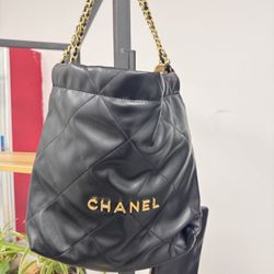 Chanel Chanel 22 shiny calfskin Chain Shoulder Bag Black Gold Metal Fitting
