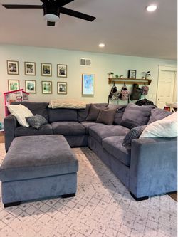 Crate & Barrel Axis Sectional Indigo Blue