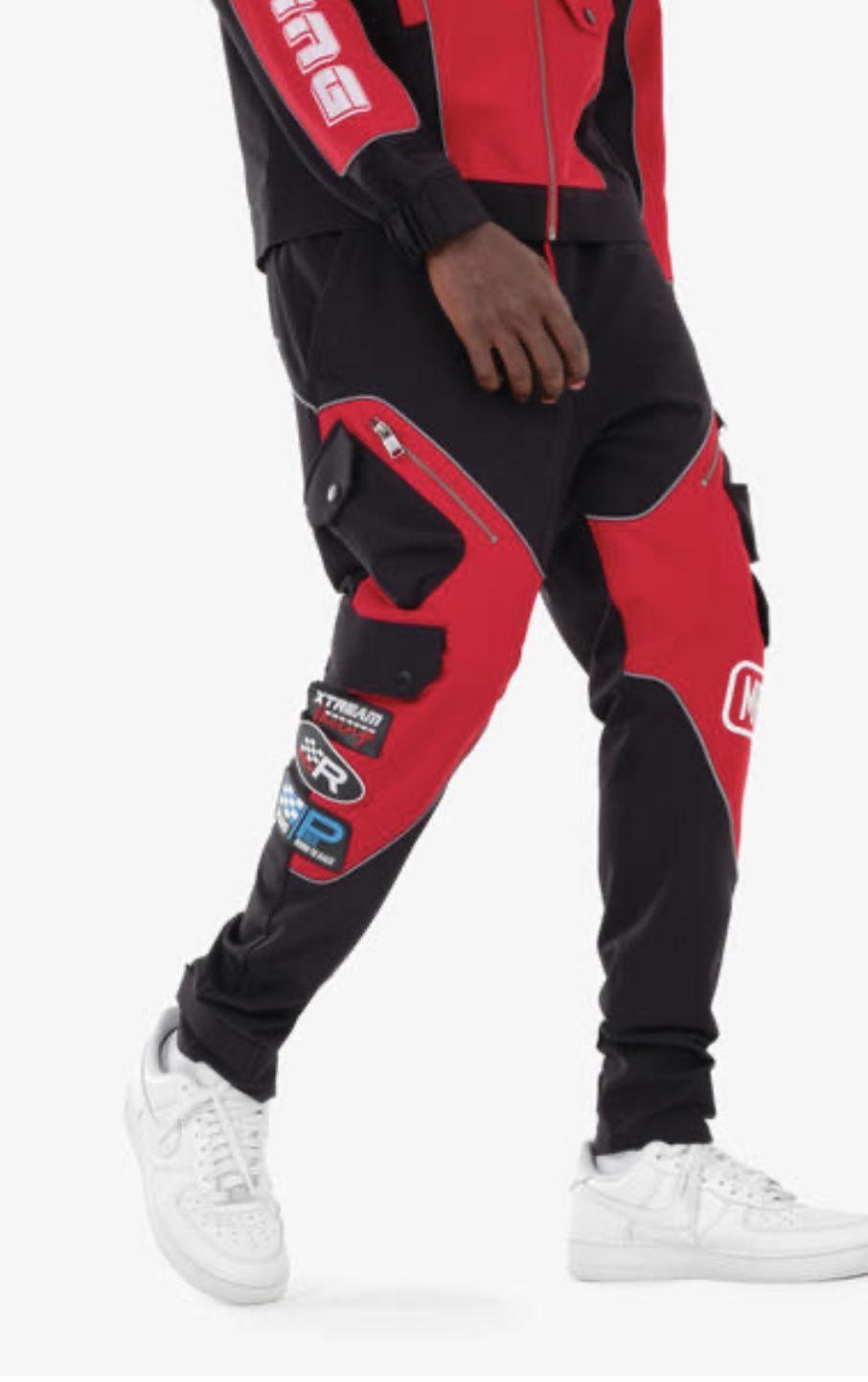 Men’s Red And Black Jogger Pants Sizes Small To XXL 