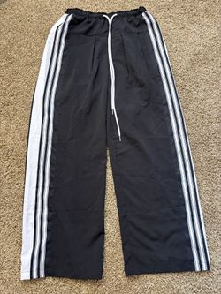Fashion Black Wide Leg Baggy Side NWT Stripe Drawstring Lounge Pants Womens Size XS