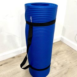 Extra Thick Exercise Mat - Blue - 1/2” Cushioned - with Carrying Strap - Great Condition