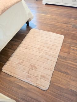 Blush Pink Faux Fur Area Rug