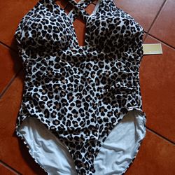 MICHAEL KORS LEOPARD PRINT BATHINGSUIT