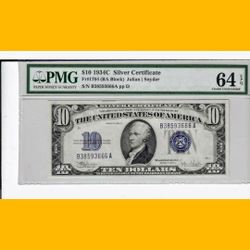 1934C $10 Silver Certificate - PMG 64 EPQ