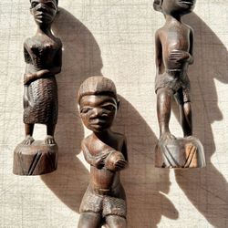 Set Of 3 African Wooden Figurines