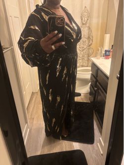 NWT Black & Gold Metallic Maxi Dress | Women’s 1XL