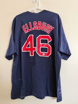 JACOBY ELLSBURY SIGNED BOSTON RED SOX AUTOGRAPHED MAJESTIC SHIRT w/COA 2XL 1006