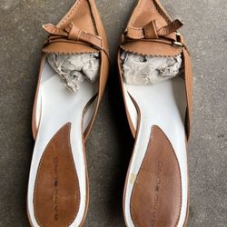 Bandolino Brown Leather Slides Kitten Heels