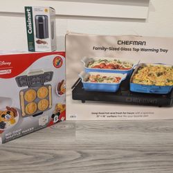 Chefman Warming Tray, Disney Waffle Maker & Cuisinart Grinder