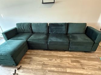 Velvet Green 5 Piece Sectional Sofa