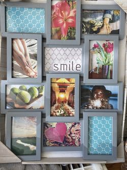 New collage photo frame wall decor gray