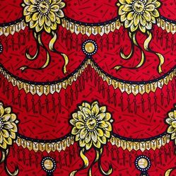 African Fabric 1 Yard Cotton Wax Ankara Print RED YELLOW Abstract