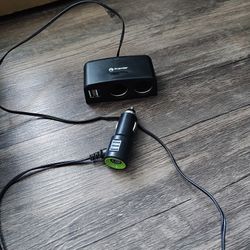 Premier 12V Car Cigarette Lighter Splitter – 2-Socket + USB Ports with Extension Cable