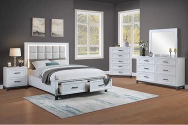 Eastern King Bed Platform Bed W/ Built in LED Lights+ Underbed Drawers Mattress not included
