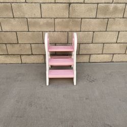 NEW Foldable Step Stools for Kids, for Bathroom Sink, Toddler Kitchen Stool Helper, Learning Tower, w/Safety Handles & Non-Slip Desgin (Pink-White)