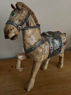 Vintage Mid-Century Chinese Tessellated Bone Tang Horse Sculpture